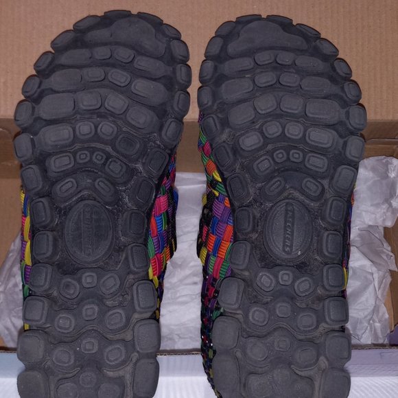 Sketchers EZ Flex Strech Weave Memory Foam Slip On Rainbow Shoes - Picture 5 of 7